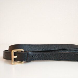 NWOT Mark & Graham Caroline Leather Handbag Stap, Black with Gold Hardware